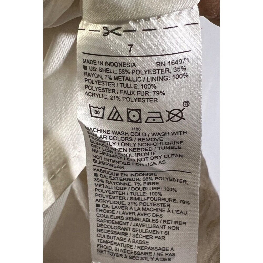 Janie & Jack Dress White Faux Fur Collar Tulle Holiday Party Size 7 Years    E14 - Picture 7 of 7